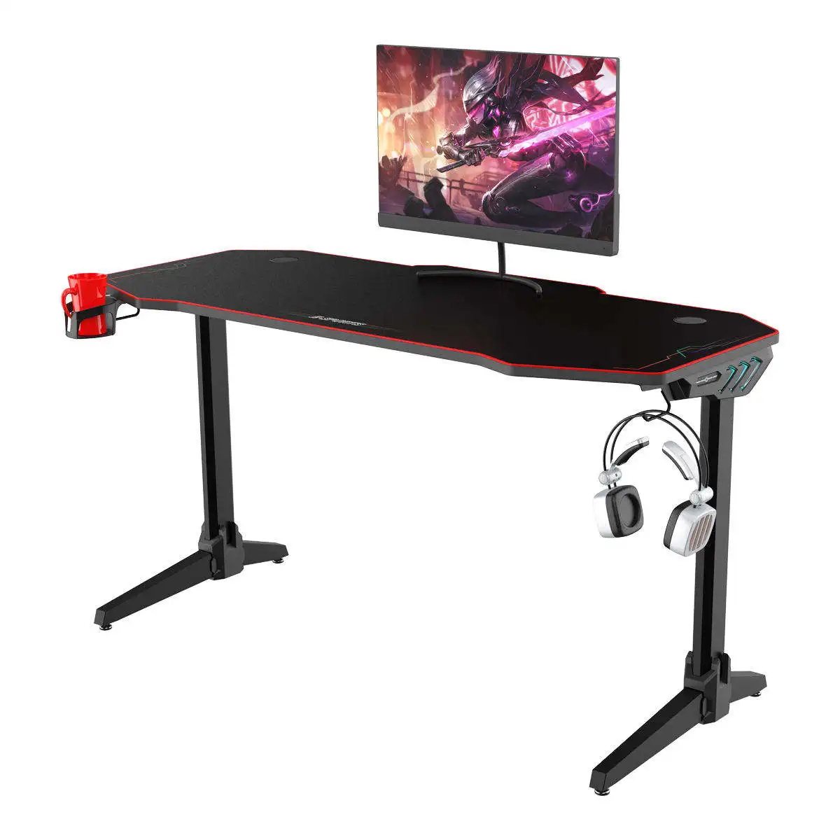 Multifunctional 140 * 60 * 75cm table Adjustable legs Best gaming computer table