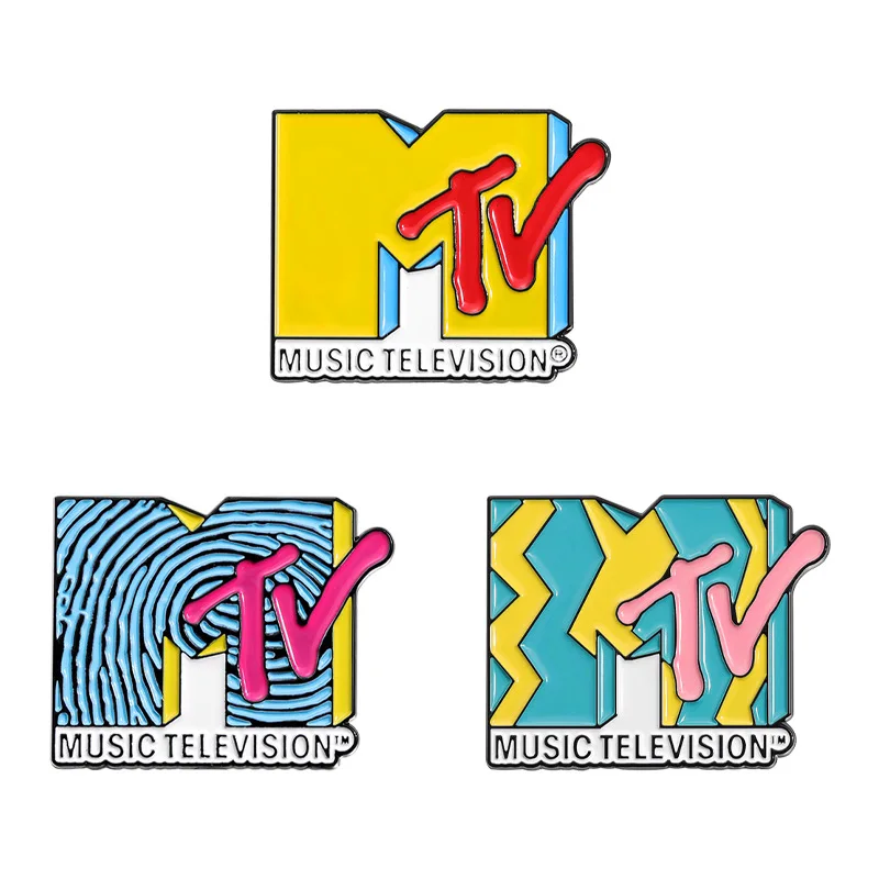 Colorfull MTV Brooches Lapel Badges Cute Heart Enamel Pins Creative Phrase BroochesBackpack Accessories Pin Gift