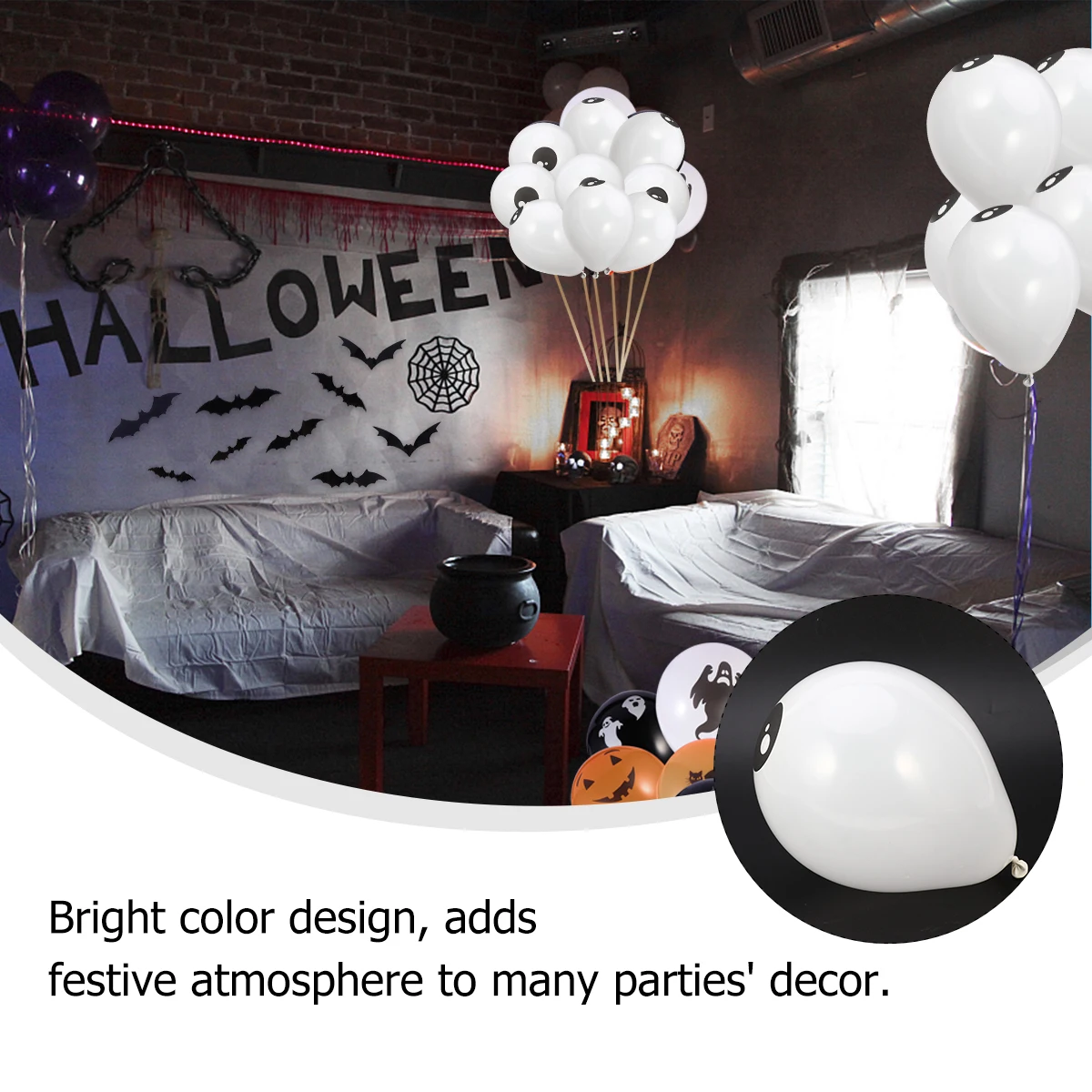 

100pcs Eye Balloon Thickened Latex Halloween Party Supplies Cute Eyeball Decor Bright Color Design Wedding Birthday Christmas