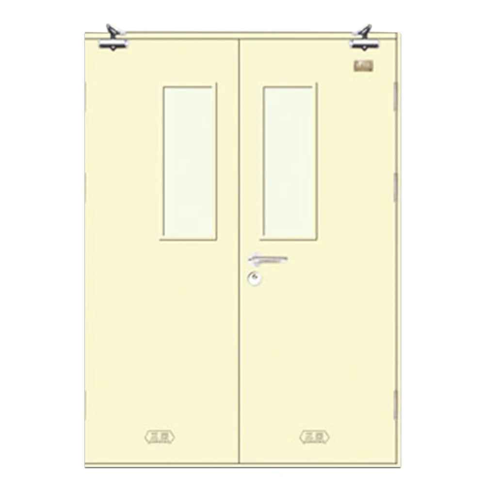 Interior Solid Wooden Fire Door 2 Hours Double Leaf Door Fire Resistant Door for Hospital or Home