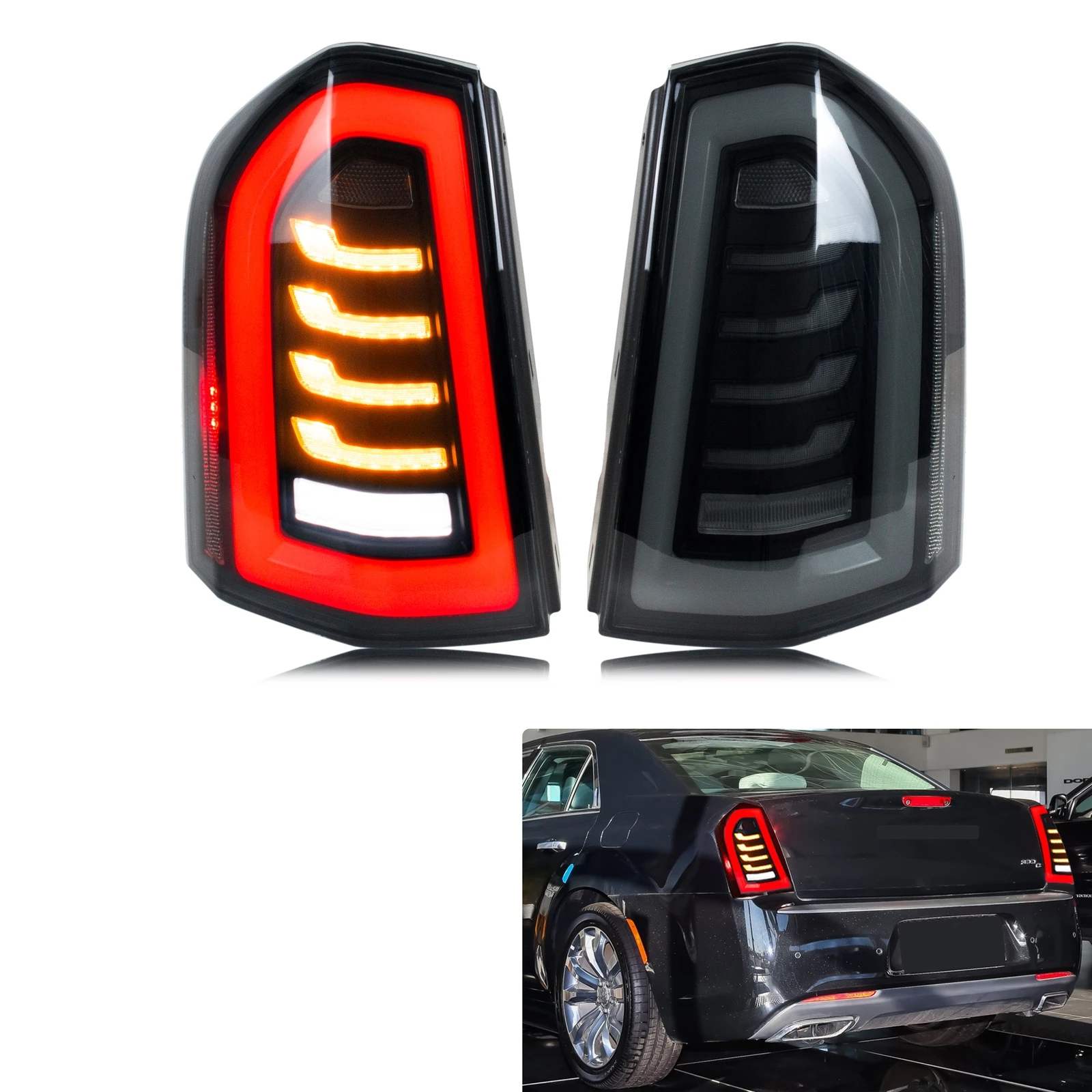 Feux arrière LED pour Chrysler 300 300C 300S 2011 – 2014, clignotant séquentiel, assemblage de feux arrière d'animation dynamique [non adapté à 2015]