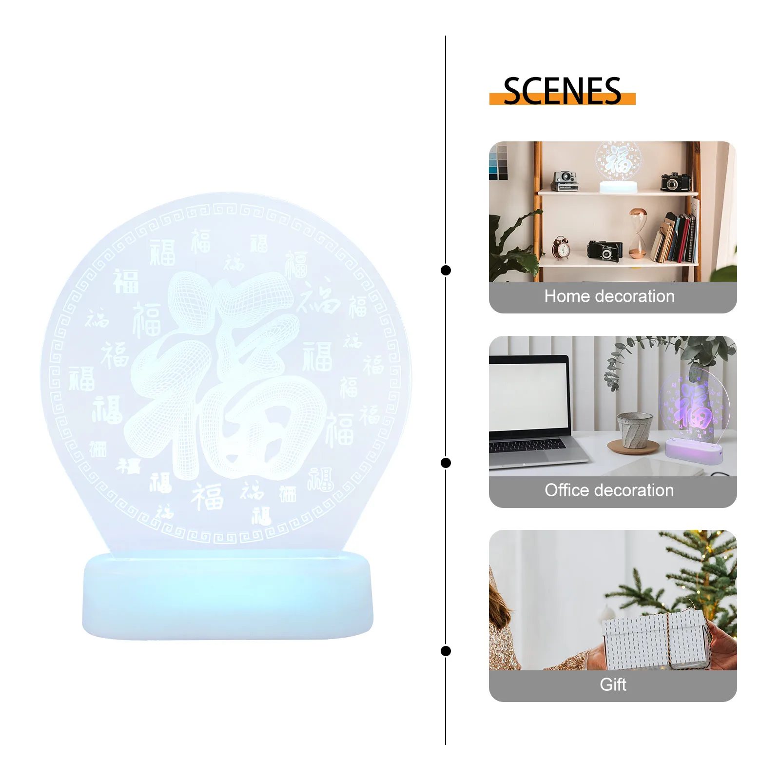 الإبداعية ثلاثية الأبعاد الطابع الصيني Led مصباح لمهرجان السنة الجديدة ديكور المدمجة المحمولة الأحمر فانوس نمط ضوء الليل مثالية ل