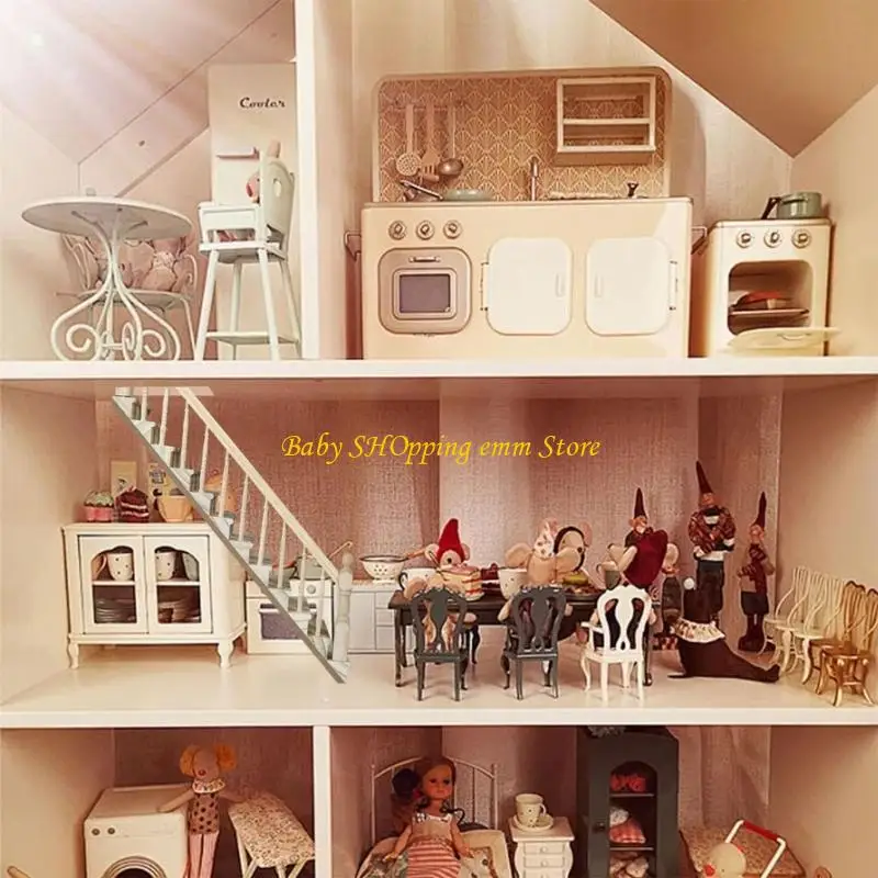 

23GD Неокрашенная пара деревянных ступенек для сборки в масштабе 1/12 для рукоделия и творчества