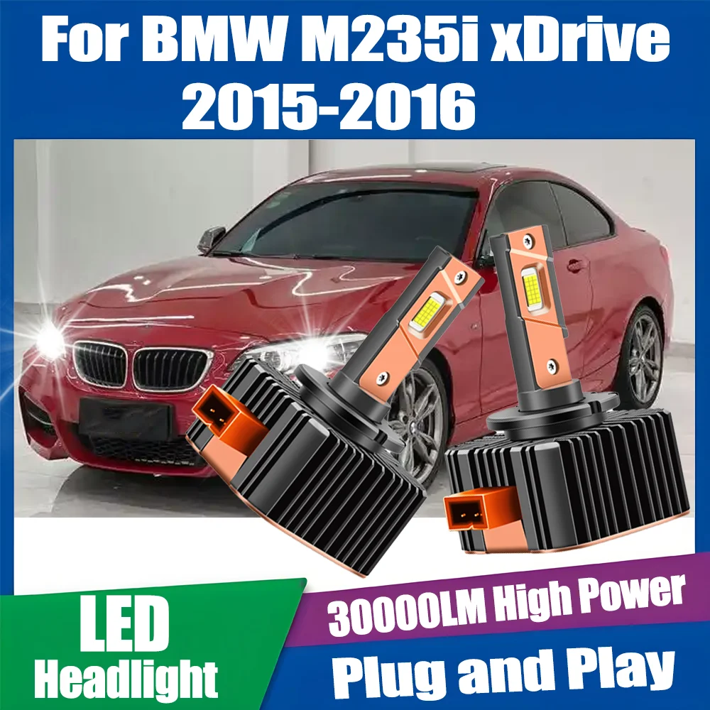 

2PCS Canbus No error 30000LM High Power LED Headlight Bulbs 6000K White 120W HID Xenon Lights 12V For BMW M235i xDrive 2015-2016