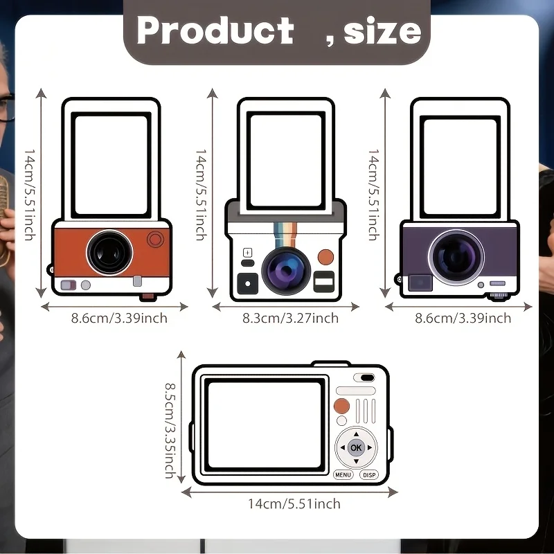 4Pcs Retro Camera Shape Magnetic Photo Frames