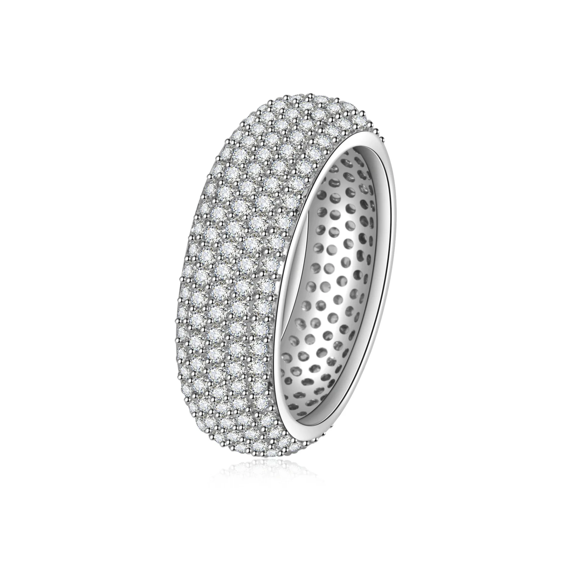 925 Sterling Silver Plated 18K Gold Diamond Ring Fashionable Decorative Dazzling Circular Ring