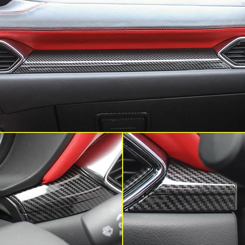 LHD Carbon Fiber Interior Center Console Strip Trims Stylish For 2017-2025 Mazda CX-5 CX5 Accessories