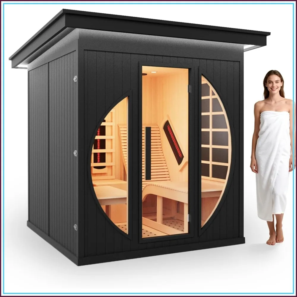 2 Person Outdoor Cedar Infrared Recliner Sauna with Wi-Fi Control for Home