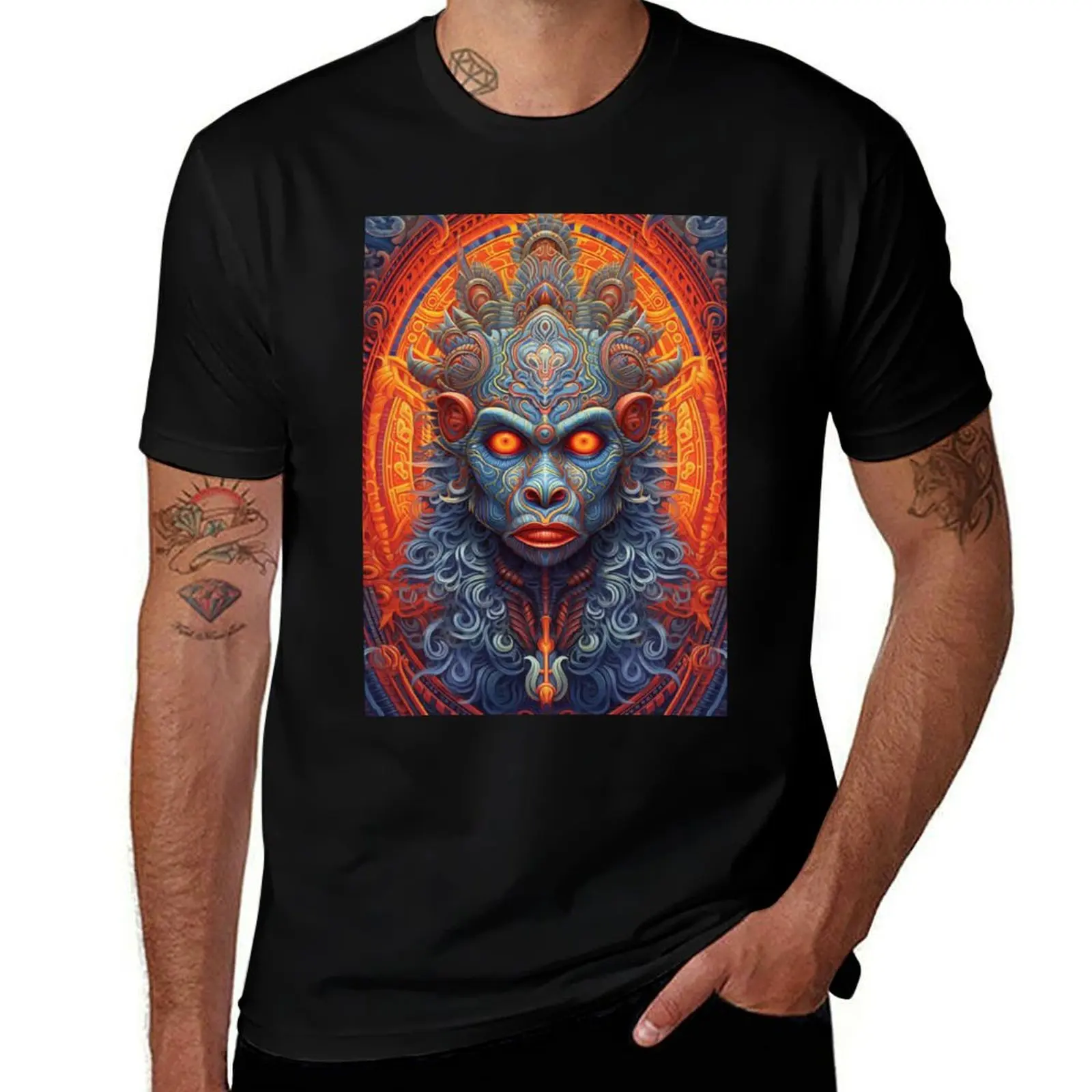 

Hanuman in DMT Vision Art Print T-Shirt Casual Loose Fit Summer Tee Shirt