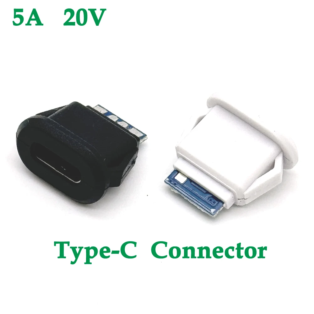 USB Type-C 5pin Waterproof USB 5A 20V Connector Direct compression base Female Socket Charging Interface Tail plug interface