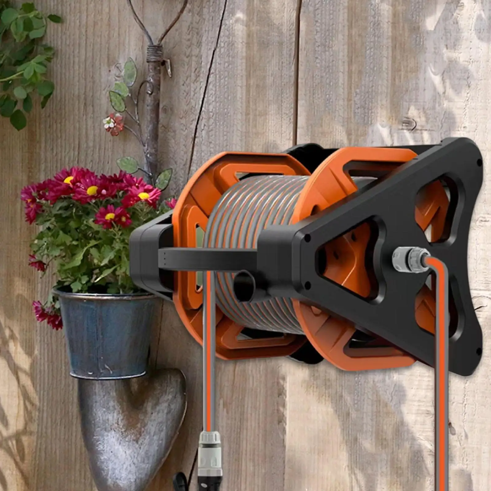 

Wall Mountable Hose Reel Cart Water Hose Holder for Patio Lawn Car Washing