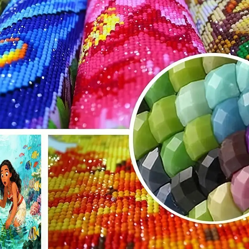 1PC Moana 5D Diamond Painting Kit, DIY Cartoon Princess Ocean Adventure Big Gem Art Set, Full Coverage Crystal Rhinestone Embroi