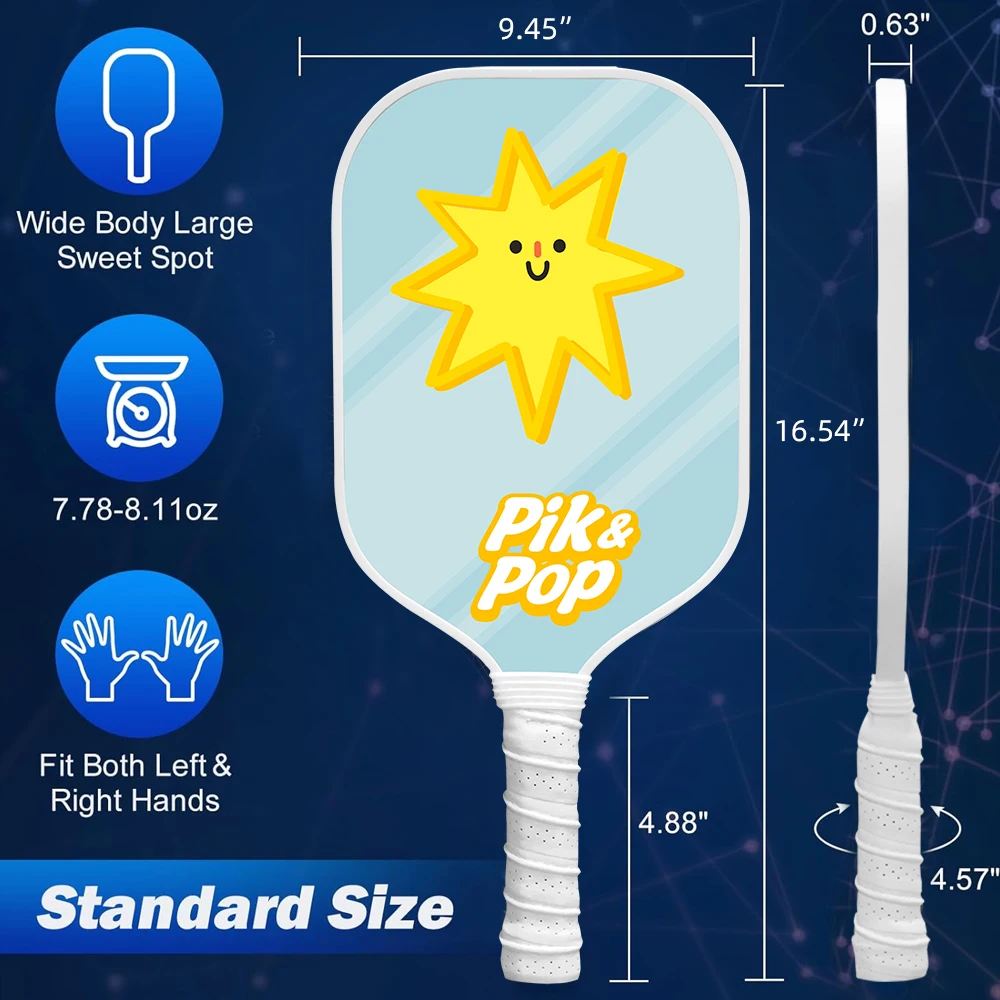 

2-Pack Pickleball Paddles Honeycomb Core for Control & Power, with 4 Balls and Carry Bag Outdoor Sports Set