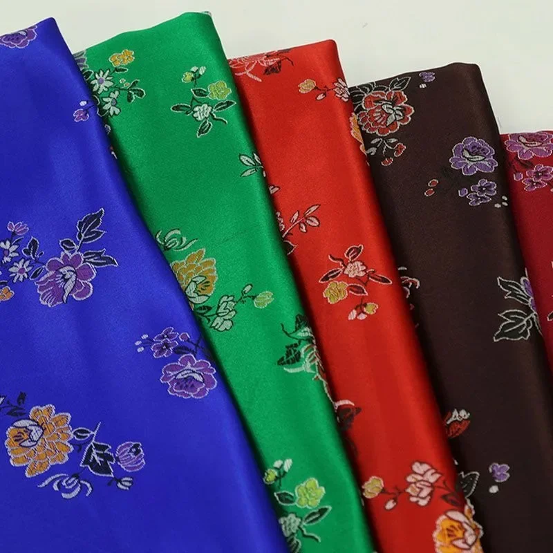 Peony Luxury Jacquard Brocade FabricBy The Meter for Hanfu Clothes Cheongsam Bags Diy Sewing Soft Flower Damask Cloth Green Red