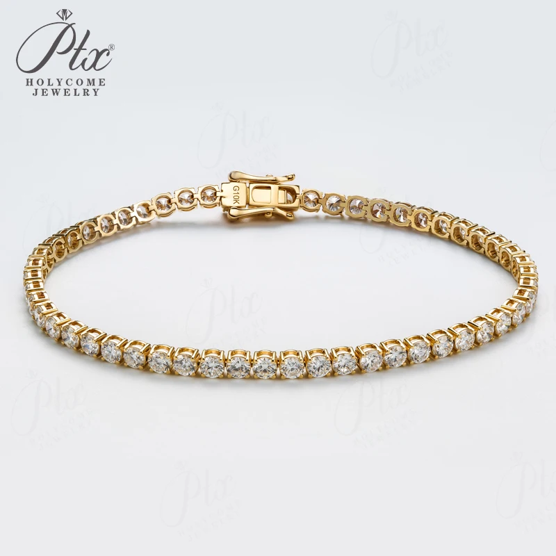 Tennisarmband aus echtem 10K Gold mit im Labor gezüchteten Diamanten, 3,0 mm Rundschliff, 6/6,5/7/7,5/8 Zoll, Hochzeits-Luxusschmuck-Charms – Detail 6