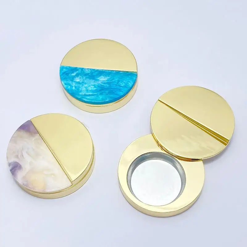 Zinc Alloy Solid Perfume Container Sliding Lid Balm Box Mini Refillable Metal Makeup Case