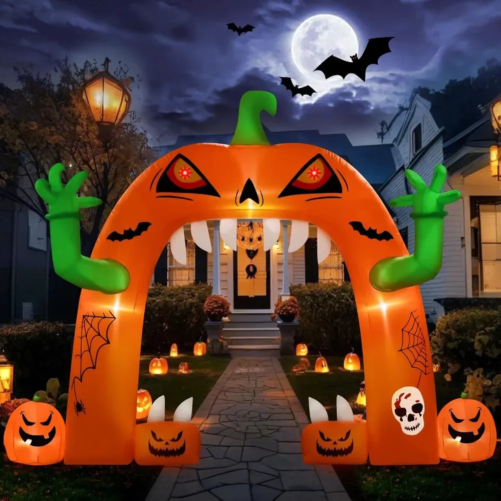 Halloween Inflatables Outdoor Yard Decorations, Spooky Light-Up Blow Ups Inflatable Outside Decor, Ghost, Pumpkin, Witch, Castle