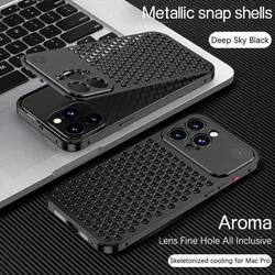 Aromatherapy Heat Dissipation Protection Phone Case Shockproof Aluminium Metal Bumper Cover For iPhone 15 14 Plus 13 16 Pro Max
