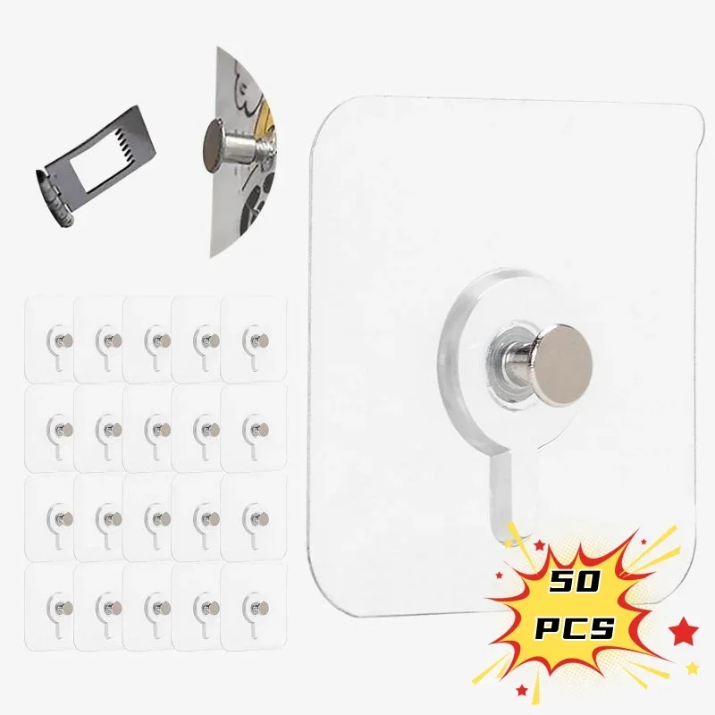 10/20 Pack Strong Adhesive Hooks Picture Frame Poster No Drilling Hooks Waterproof Kitchen Bathroom Accessories Screw Hooks