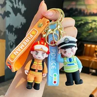 Cute Doctor Nurse Car Keychain Fireman Police New in Keychains for Men Doll Keyring Friend Key Chain Accessories Bag Charms Gift