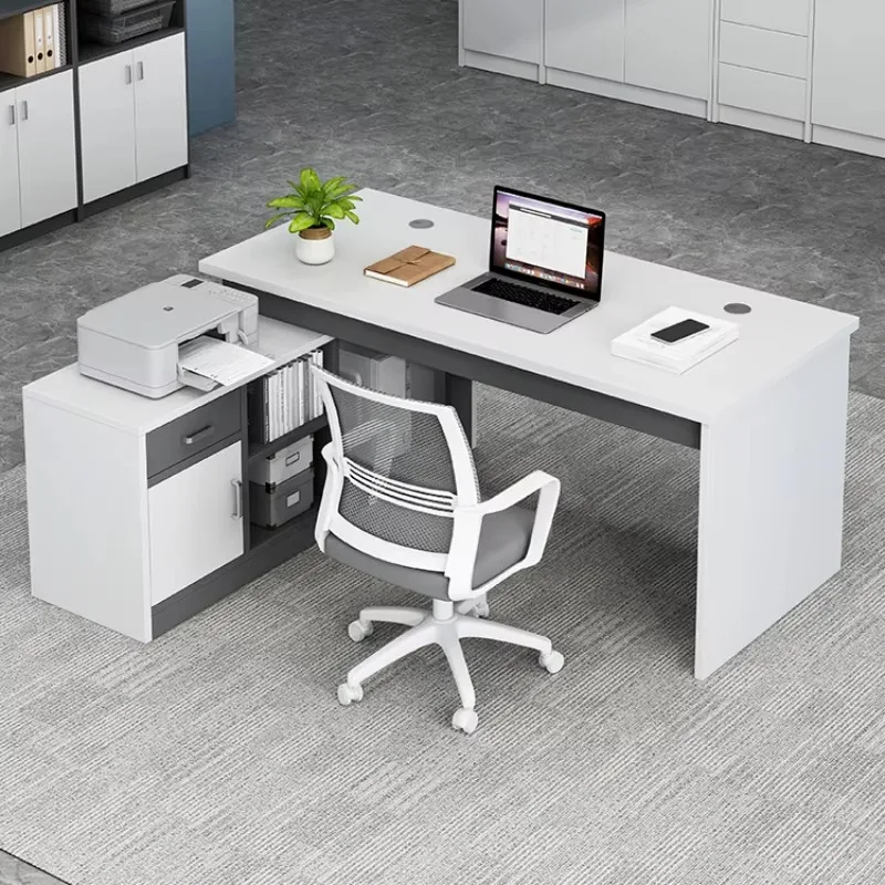 

White Wide Computer Table Office Storage Wood Executive Reading Office Desk Laptop Writing Escritorios De Oficina Furniture