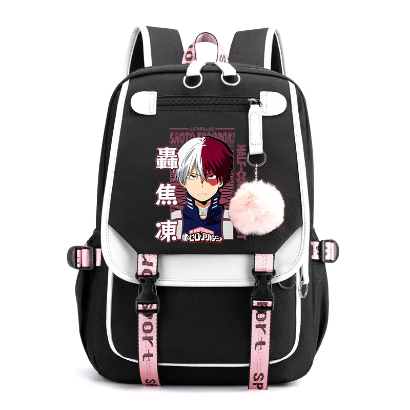 Nowy plecak Anime Todoroki Shoto nastolatek modny plecak na co dzień Todoroki Shoto plecak wysokiej jakości plecaki USB