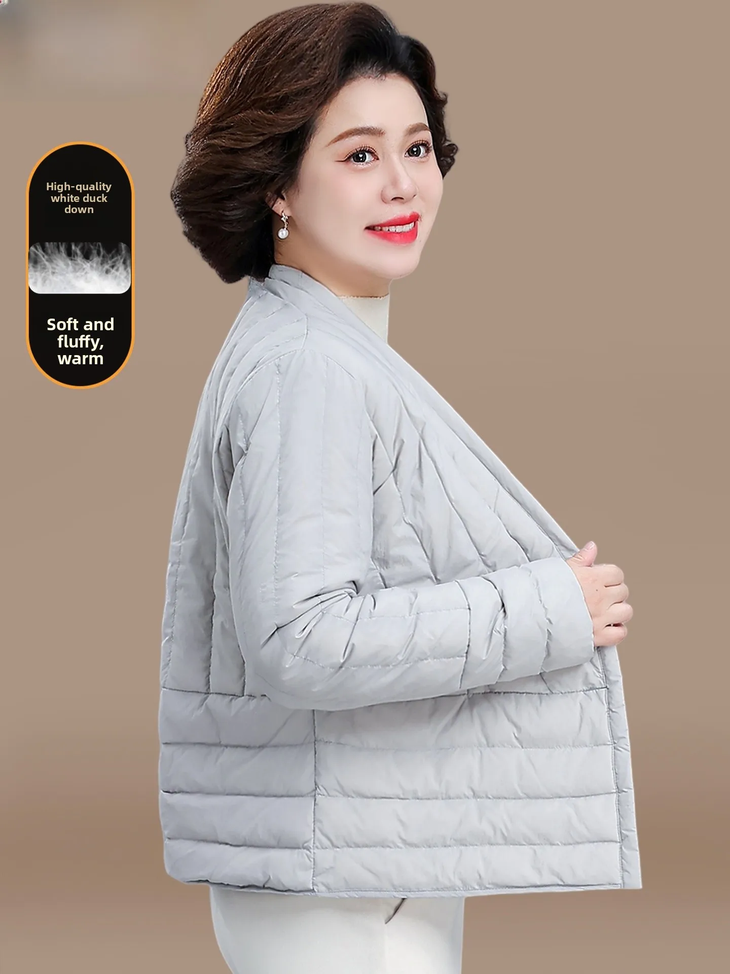 

Модная легкая пуховая куртка для женщин среднего и старшего возраста, осенне-зимняя верхняя одежда из хлопка