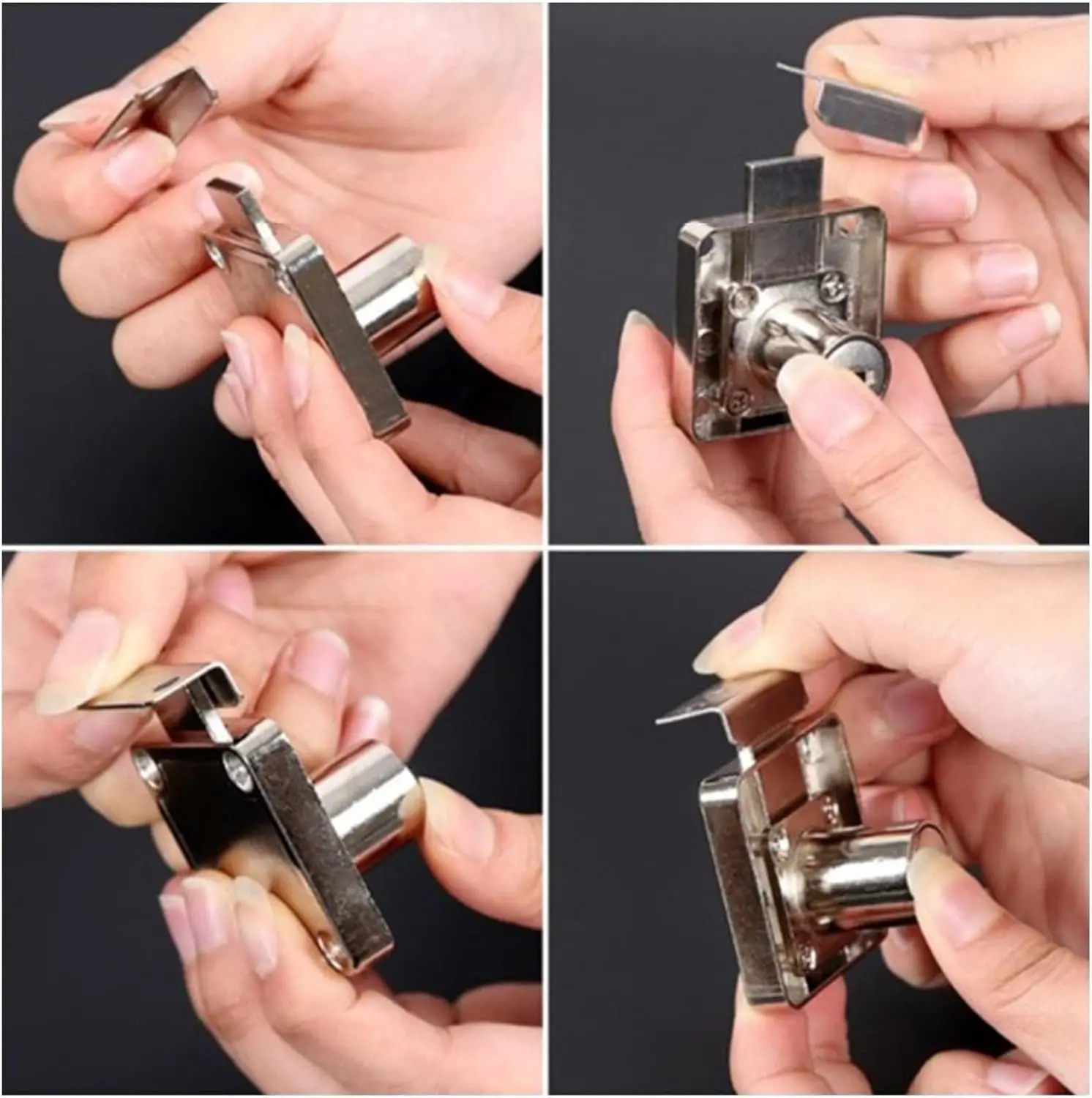 40Pcs Cabinet Drawer Lock Strike Plate Replacement Office Furniture