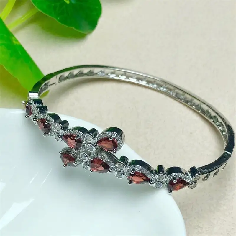 Natural Garnet Bangle Bracelet Fashion Women Healing Jewelry Gemstone Reiki Energy Crystal Stone Holiday Gift 1PCS