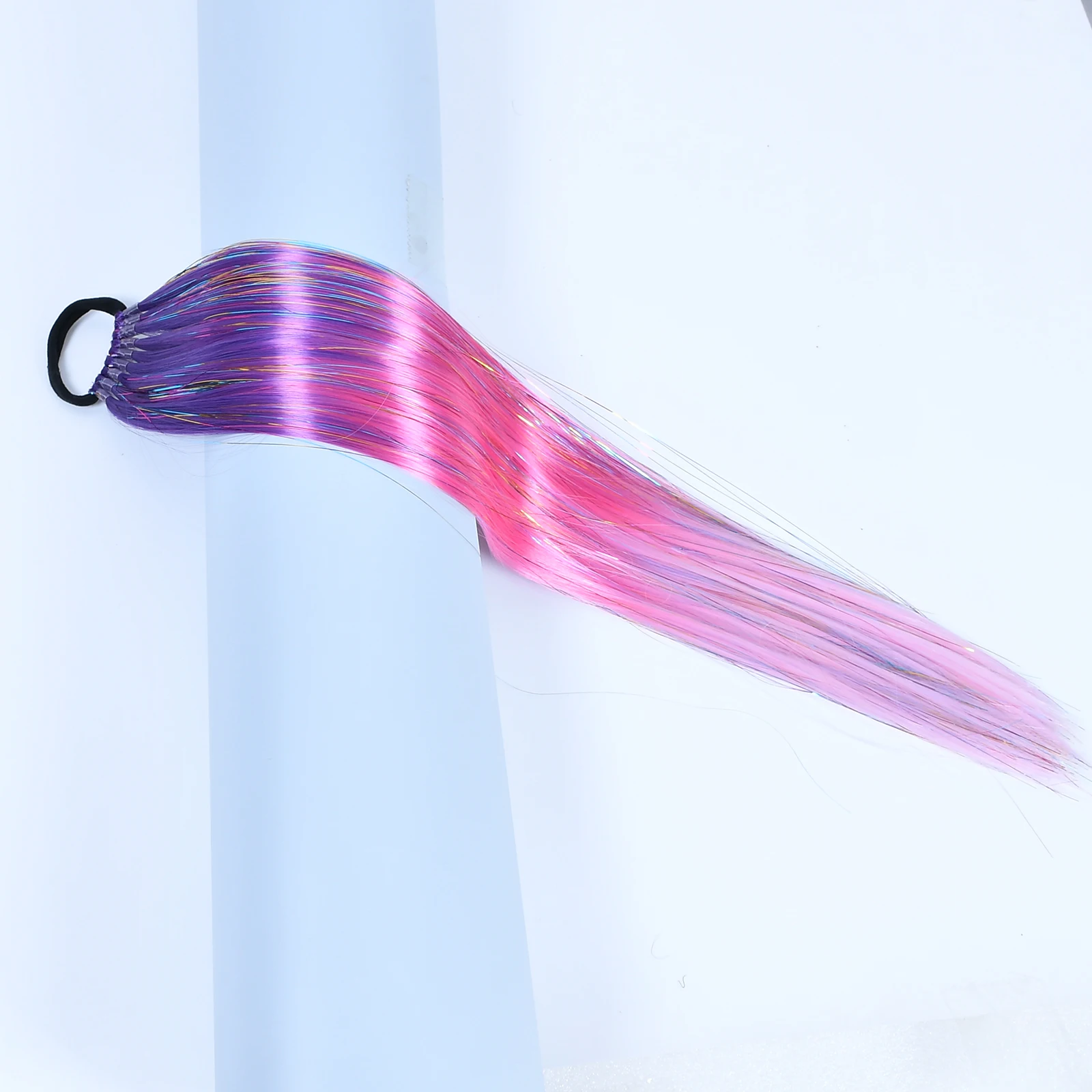 

Накладной хвост-шиньон с радужным блеском, синтетический, для девочек и женщин, для косплея и вечеринок