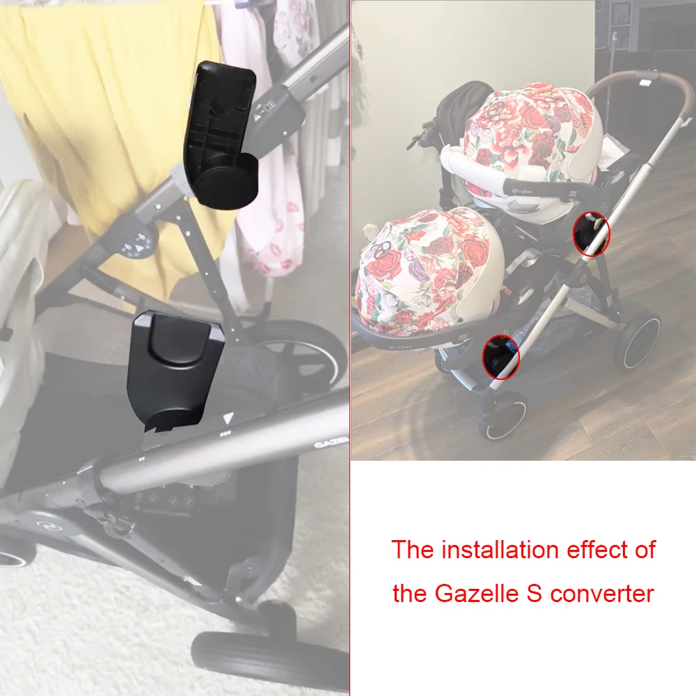 A Pair Adapter For Cybex Twin Baby Pushchair Gazelle S Stroller And Aton Cloud Q/Z Maxi Cosi Joie Car Seat Converter Secure Lock view 3