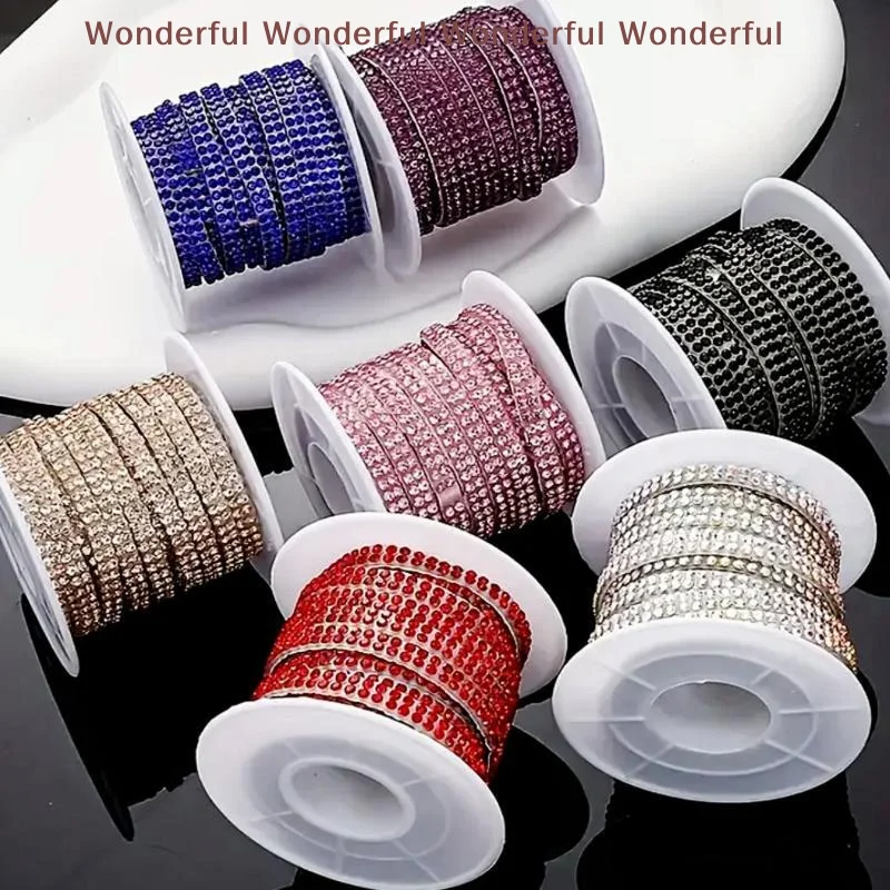 Rhinestone Trim Stickers Self-Adhesive Shiny Waterproof Car Interior Mouldings for Steering Wheel Surround Decor