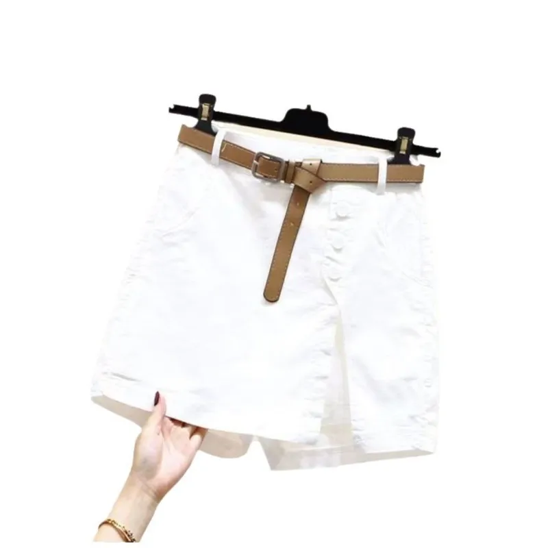 Summer new casual fashion slim-fit pants with elastic waist skirt and cotton-linen split shorts for women