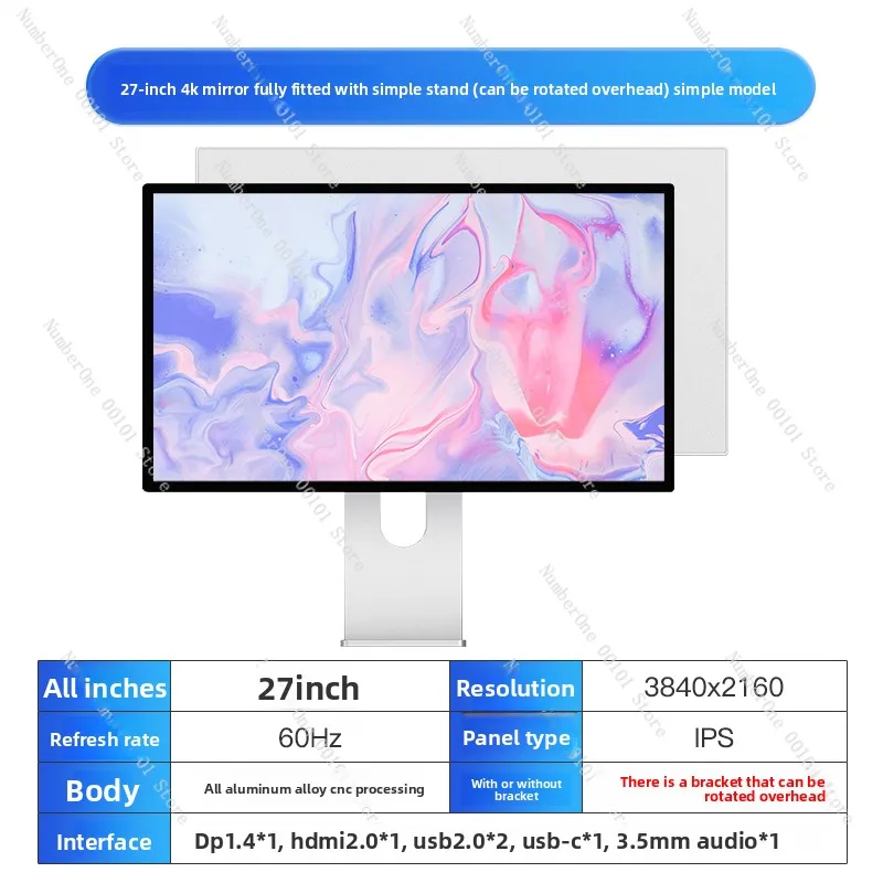 

Display screen 27 inch 4k display 144hz designer high definition IPS mirror notebook split screen P27U