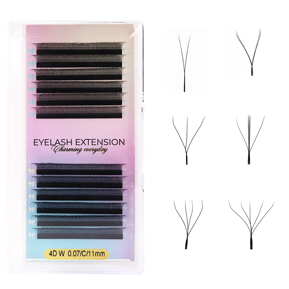 

YY Shape Eyelash Extensions C D L M Curl Brown Lashes Natural Soft Premade Volume Fans Two Tips Y-Shaped False Eyelash Easy Fan