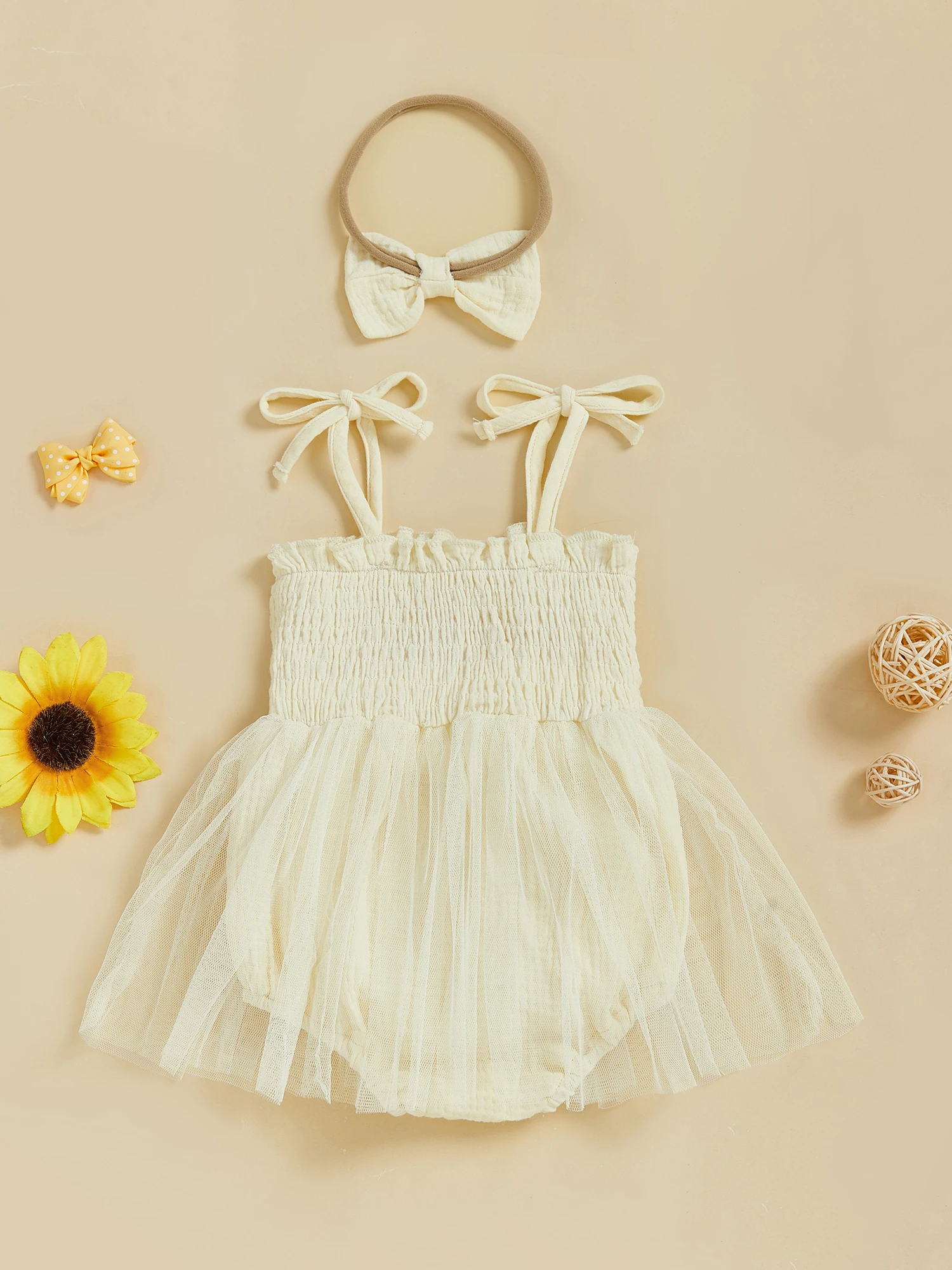 

Adorable Baby Girl Set Sleeveless Floral Embroidery Romper Dress with Matching Headband Cute Summer Outfit for Newborns
