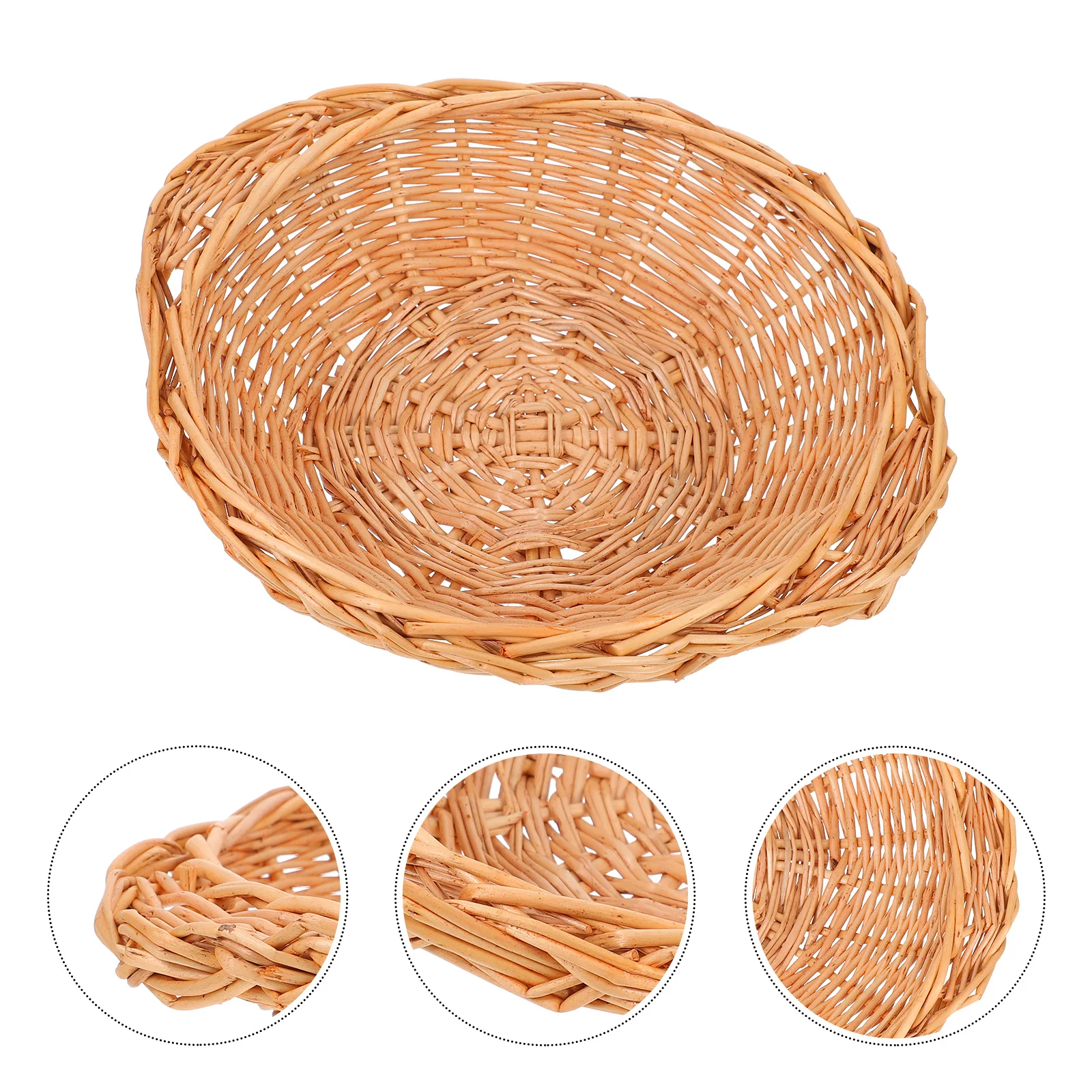 

Wicker Woven Basket Natural Fruit Bread Storage Kitchen Sundries Organizer Tabletop Serving Decorative Home Gift Container