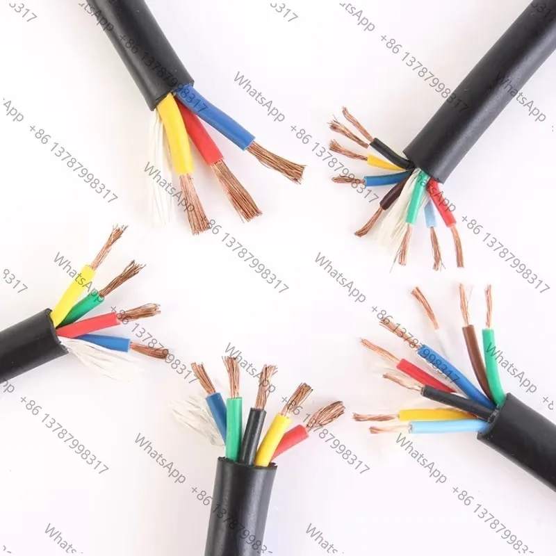 15 AWG 1.5MM2 RVV 2/3/4/5/6/7/8/10/12/14/16/18 Cores Pins Copper Wire Conductor Electric RVV Cable Black