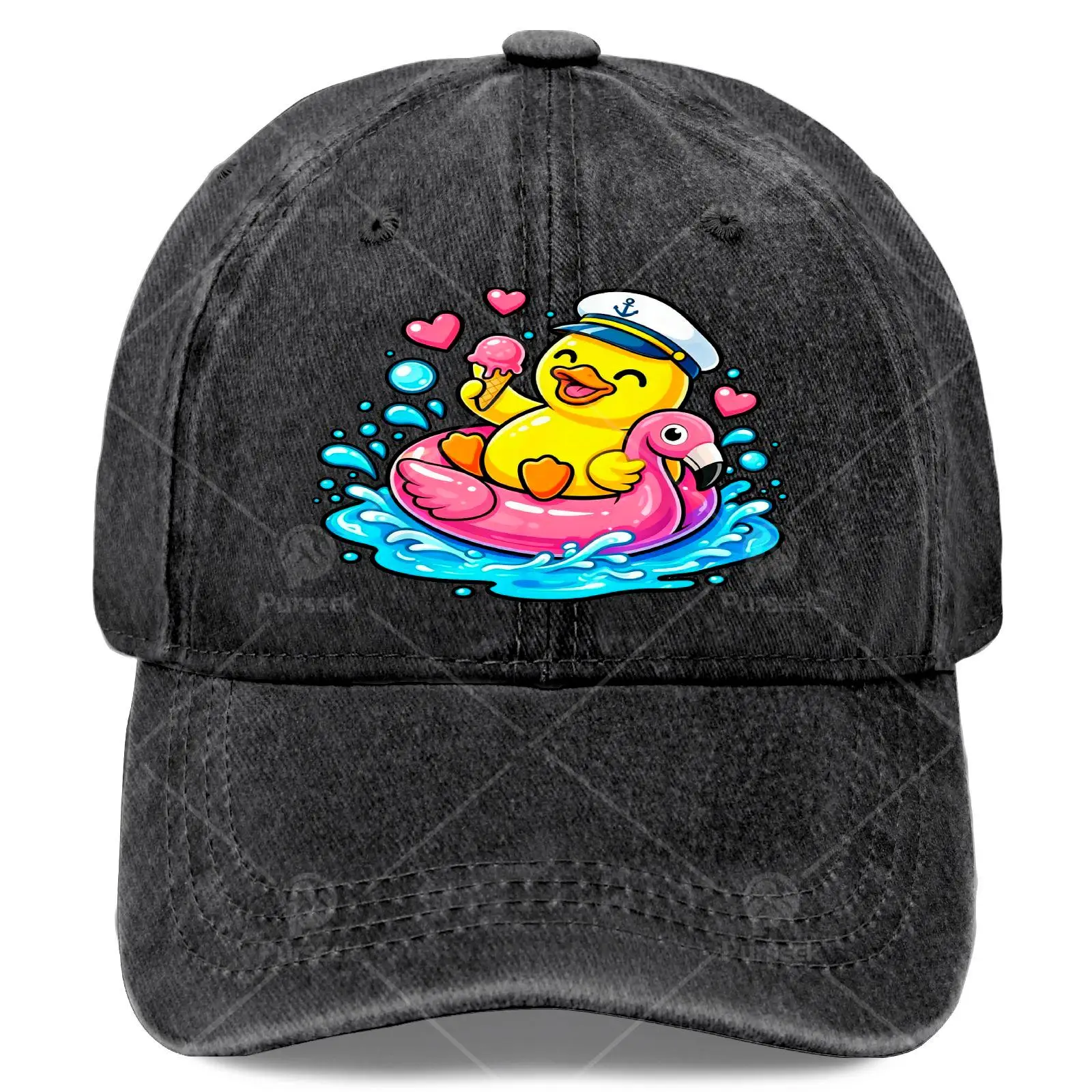 Funny Rubber Duck Holding I Ce Cream Cruise Baseball Hat Unisex Funny Washed