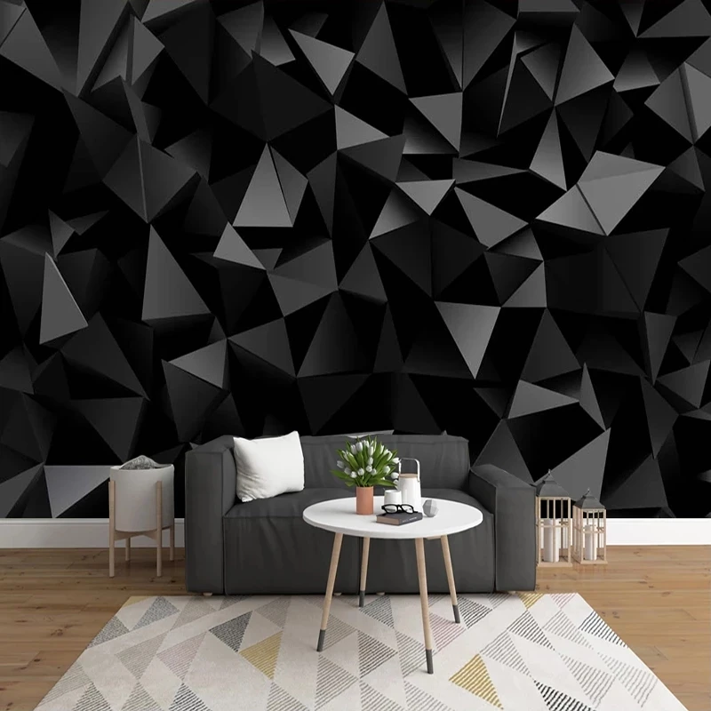 

Custom Photo Wallpaper Mural Papel De Parede 3D Black Geometry wallpapers TV Background Wall Murals Home Decor