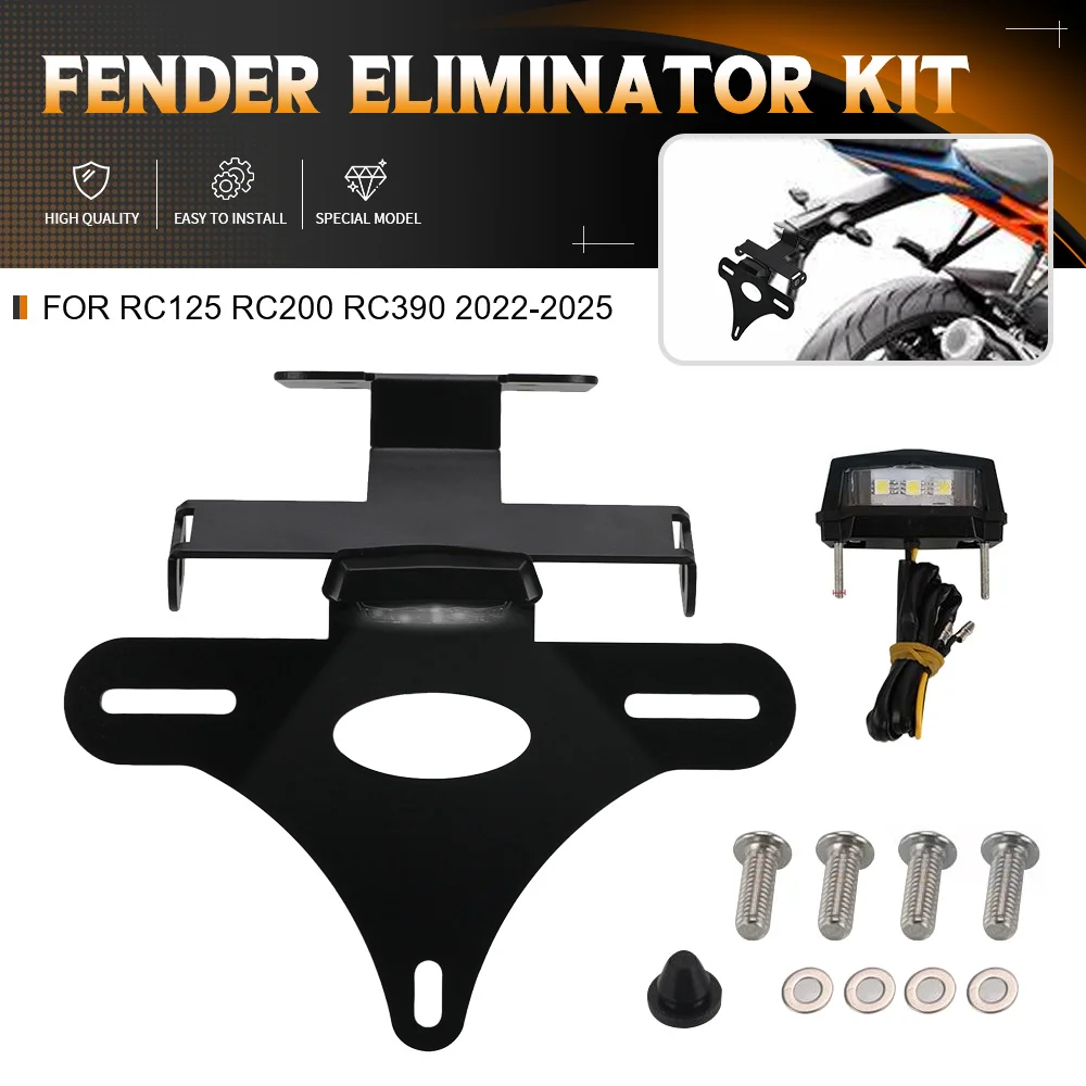 For RC125 RC200 RC390 2022 2023 2024 2025 RC-200 Motorcycle License Plate Holder Bracket Rear Tail Tidy Fender Eliminator Kit