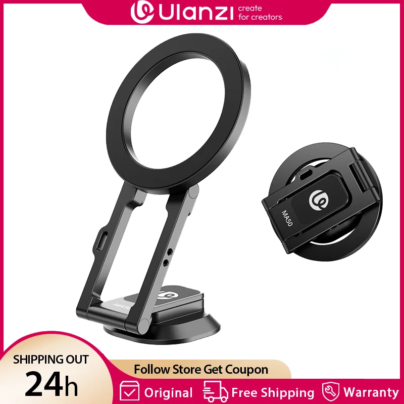 

Ulanzi MA50 Uka Foldable Magnetic Phone Holder for Iphone 16 15 14 13 Tripod Mount Magsafe Phone Mount 270° Adjustable 1/4 Screw