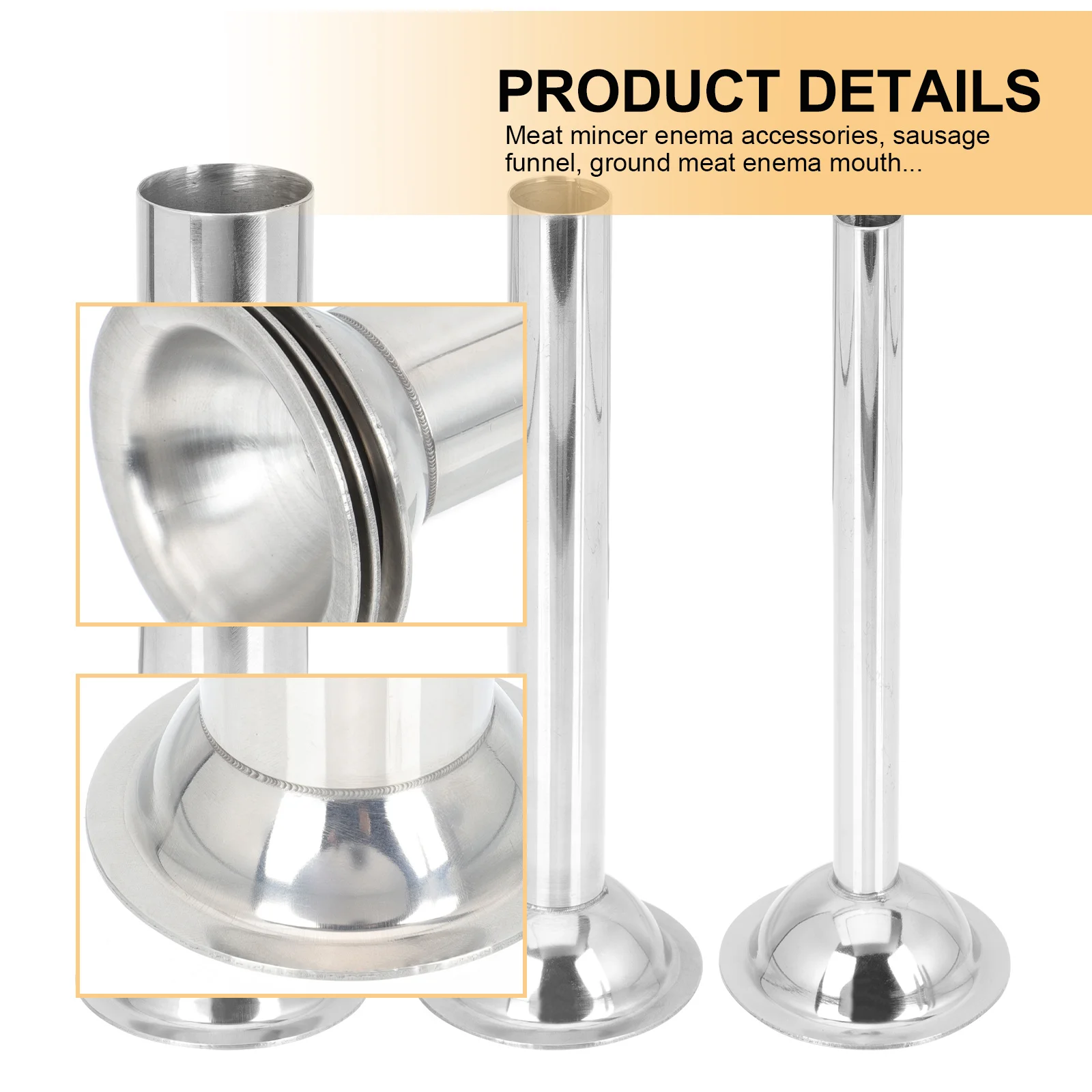 

4Pcs Stainless Steel Sausage Stuffer Tubes Professional Filling Sausage Production Parts Stainless Steel Funnel
