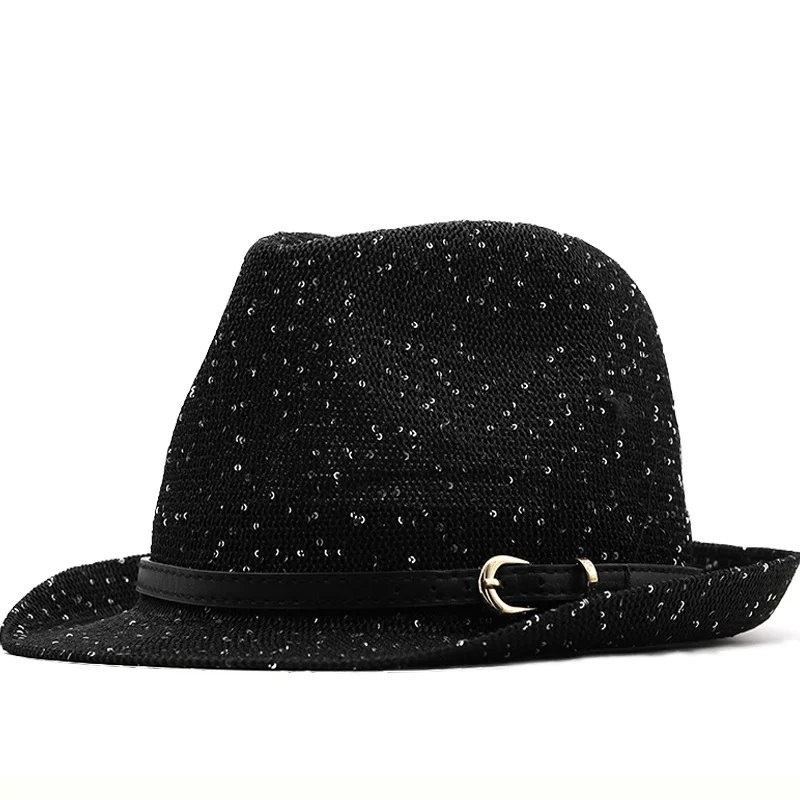 

New Men Fedora Hats for Women Sun Hats Wide Brim summer Visor Cap Sequins Summer Mesh Straw Hat Beach cap Sombrero Panama Gorras