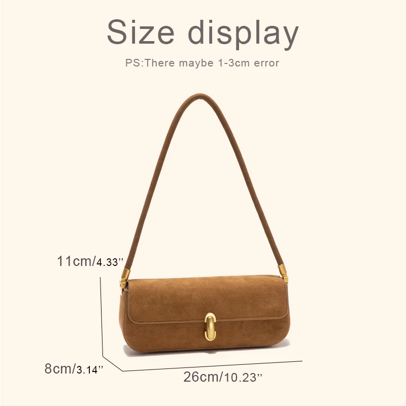 Vintage Faux Suede Box Bags For Women Luxury Designer Handbags And Purses 2024 New In PU Lock Decoration Small Underarm Shoulder