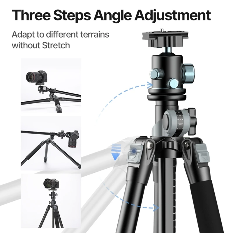 Ulanzi MT-59 Extendable Professional Aluminum Camera Tripod 1.76M Flexible Camera Tripod 360 Degree Rotatable For DSRL Camera