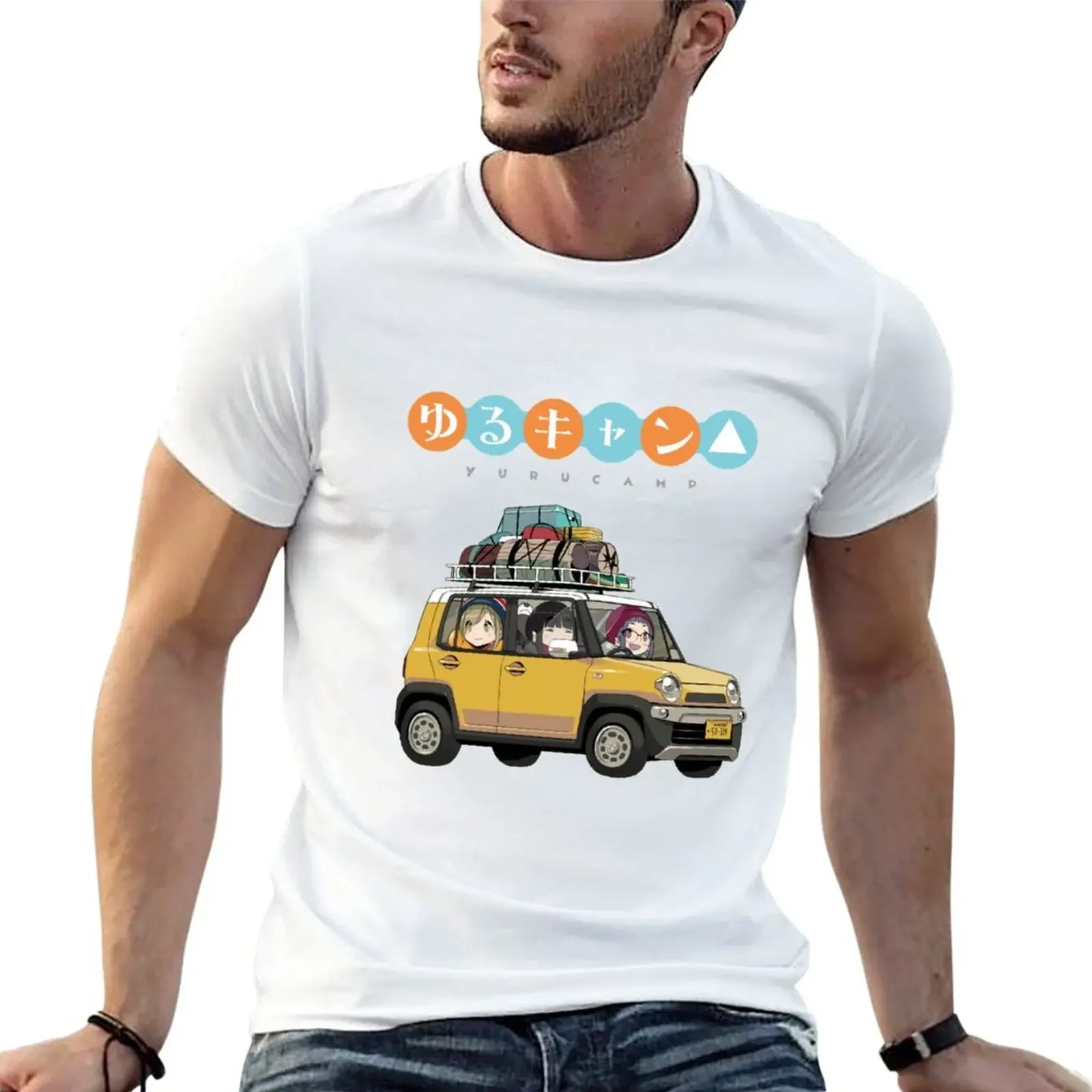 Kuruma Yuru Camp Laid Back Camp T-Shirt anime clothes t-shirts man kawaii Men's clothing new in tops & tees Short Sleeve 2024