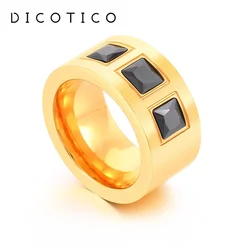 Fashion Rings For Women Gold Color Stainless Steel Square Glass Knuckle Wedding Bands Rings Jewelry Wholesale