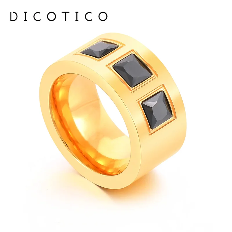 Fashion Rings For Women Gold Color Stainless Steel Square Glass Knuckle Wedding Bands Rings Jewelry Wholesale