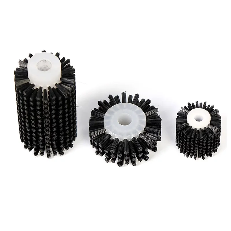 Black Industrial Machine Nylon Wire Wheel Brush Deburring Abrasive Cleaning Brush for Polishing Hollow Cylinder Dust Removal